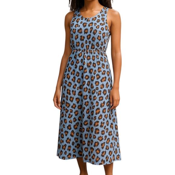 Walter Baker Alexandra Cheetah Printed Maxi Dress Blue Size S - Picture 2 of 8